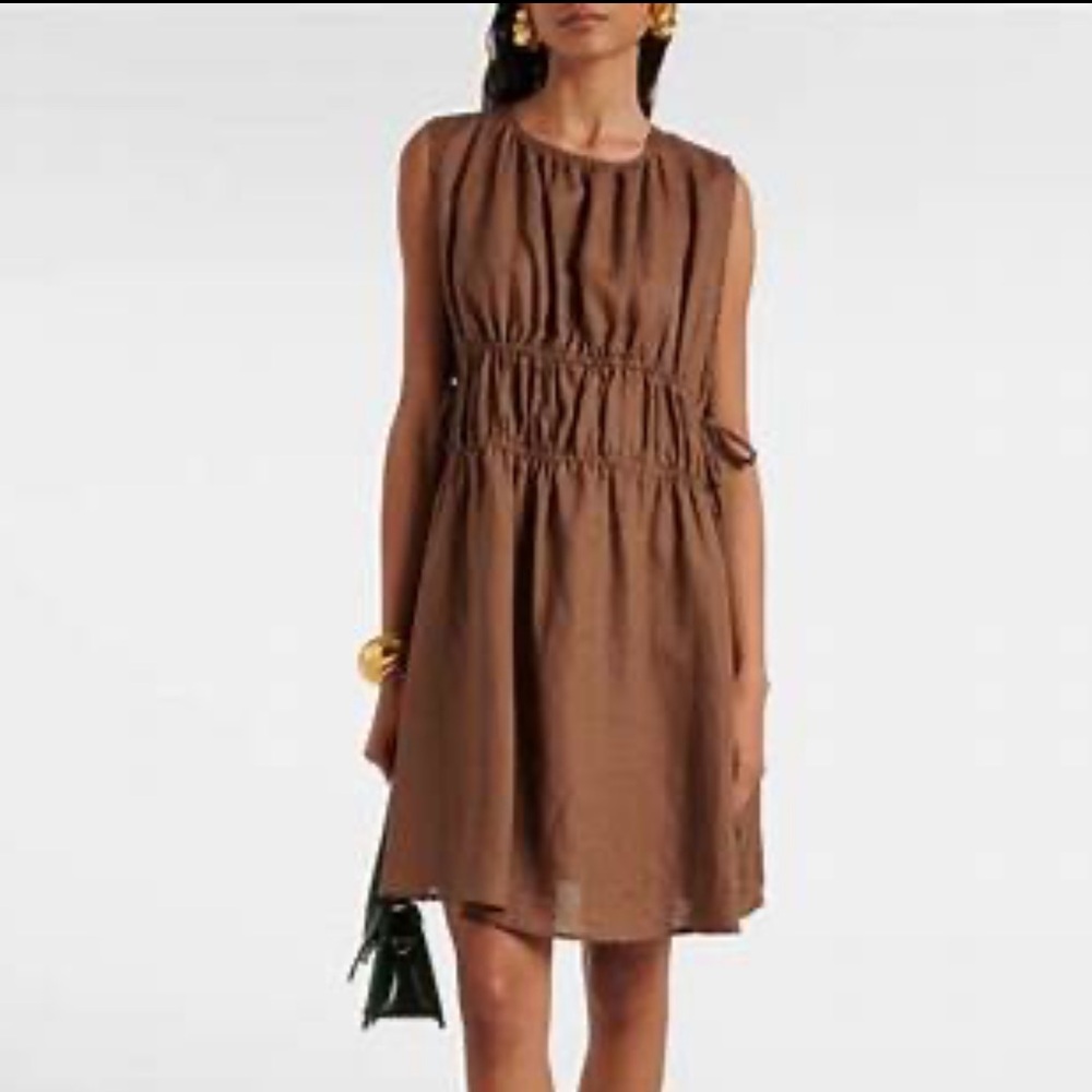 ASCENO como chocolate linen dress NWT